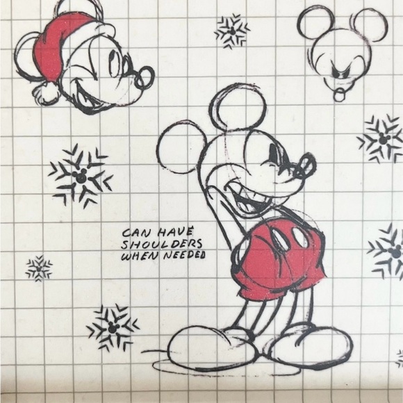 Disney Christmas Sketch Mickey and Minnie Mouse Bamboo Rectangular Serving Tray - Picture 3 of 12